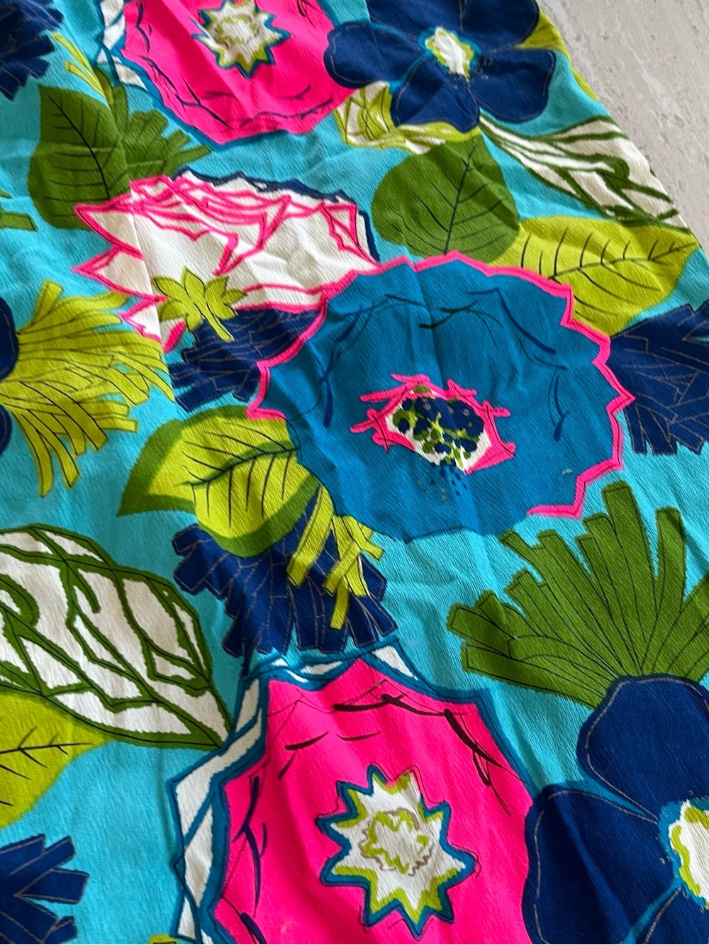 Vintage Ui-Maikai Hawaiian Maxi Dress 12 Waterfall Back Floral Cotton Tropical - Picture 3 of 7